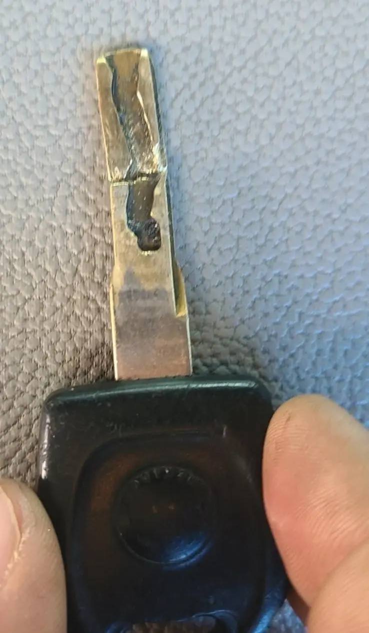 a broken car key snapped in the middle